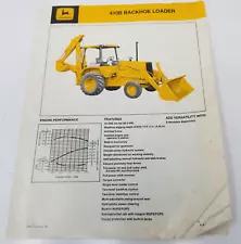 John Deere 410B Backhoe Loader Sales Brochure 1983 Specifications Accessories