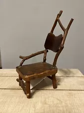 Miniature Handmade Rustic Chair Primitive Style Black Walnut And Chestnut