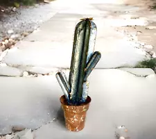 Hand Created Metal Cactus in Pot Sculpture