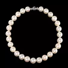 Natural White Pearl Chocker Necklace 14MM Pearls Christie's Label 17"L W/Box