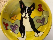 One Of A Kind Custom Dog Bowl Boston Terrier Artist Signed