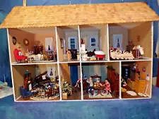 Vintage Dollhouse Doll House 1980s Victorian Artisan 8 Rm Mansion, Curtains MB-A