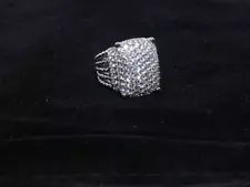 David Yurman WHEATON Pave Diamond Sterling Silver 925 20x15mm RING SZ 8