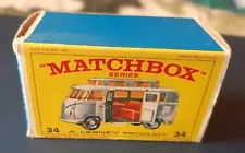 VINTAGE 1960S MATCHBOX VW VOLKSWAGEN CAMPER NEAR MINTY NEWIE BOXED NUMBET 34