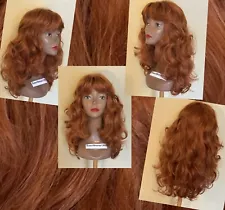 Pretty Synthetic Wig Red/Auburn Soft Curls 21” Long Med/Large Bangs Clean 10-20