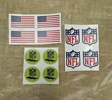 Full Size NFL Helmet Decals US Flag NFL Shield And Green Dot 4 Pack! NOT 3M