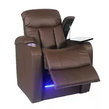 Seatcraft Grenada Home Theater Seating Brown Leather Back Row Single Recliner