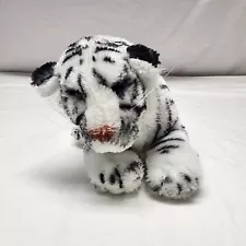 Siberian White Tiger Plush Steel Blue Eyes 10inch Black Stripes Furry Animal Toy