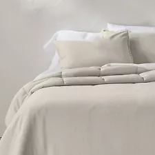 King/California King Heavyweight Linen Blend Comforter & Sham Set Natural -