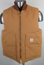New ListingVintage Carhartt V01BRN Canvas Duck Brown Tan Quilted Mens Sz L Vest Made In USA