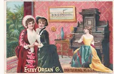 Estey Organ Brattleboro VT Ladies Dancing Parlor Levi Fuller Vict Card c1880s