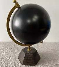 Vintage 2015 Solid Heavy Black Metal Desktop World Globe Sphere 7.5" Chalk Decor