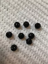 SALE Lot of 8 Black Crystal Raspberry Beads for Jewelry Making, 1/2 in