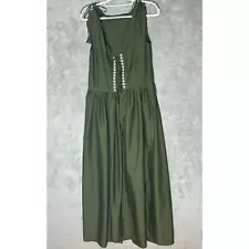 Rennaissance Olive Green Lace Up Corset Maiden Peasant Dress Small/Medium