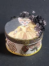 on Sale - Lady Kitten Tudor Couture Hat Box 1:12 Dollhouse Mini Signed OOAK '24