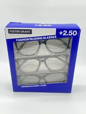 Foster Grant Fashion Reading Glasses +2.50, UVA-UVB Lens Protection, 3 Pack