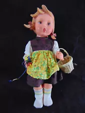 Vintage Goebel Doll-11"-Vinyl Hummel-Type Girl w/Basket/Flowers/Tag/Dress- SALE