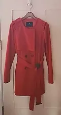 COIINCOS Red Trench Coat Jacket Coat Long Jacket Small