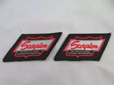 2 Vintage Snowmobile Jacket Patch Advertising SCORPION TRAIL-A-SLED CROSBY MN