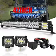 Fit Yamaha Wolverine 350 450 RMAX4-1000 XTR 40" Curved LED Light Bar+Pods Wiring (For: Kubota RTV500)