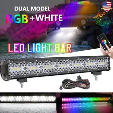 For JEEP Wrangler JK 20" RGB LED Light Bar Wireless Bluetooth Chase w/ DT Wiring