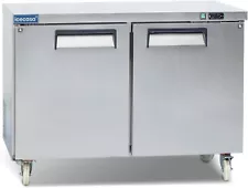 2 Door Undercounter Refrigerator, ICECASA 48" Commercial Lowboy Worktop Cooler