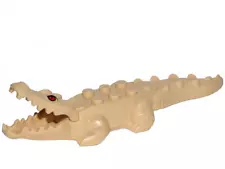 Lego Tan Crocodile / Alligator with 20 Teeth & Red Eyes Moveable Tail Albino