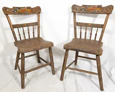 Antique Rustic Farmhouse Painted Country Primitive Side Chairs Cabin