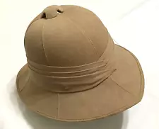 WWI-WWII Pattern Khaki British Pith Helmet w Original Aluminum Foil Drop Lining