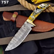 NEW Custom hand forged Damascus steel , hunting knife ladder pattern