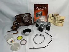 Zeiss Ikon Contax II Film Camera & Zeiss Sonnar 50mm 5cm 1:1.5 Lens Case EXTRAS!