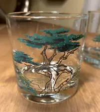 Set of 3 Couroc of Monterey Cypress-Tree Old-Fashioned Glasses 10oz Vintage