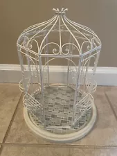 Vintage Dollhouse Miniature Gazebo Curled White Metal