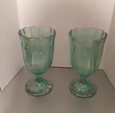 Set Of Two Pioneer Iridescent Blue Goblets