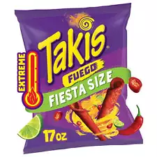 Hot Chili Pepper & Lime Tortilla Chips 17 oz Bag, Fiesta Size Rolled