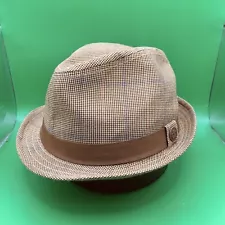 Goorin Bros Houndstooth Plaid Fedora Hat Medium The North Multicolor Khaki Rare