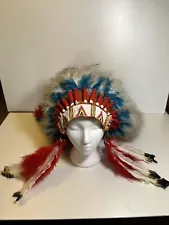 Native American Indian Inspired Feather Headdress (Length: Short)