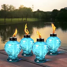 4 Pack Glass Table TorchCitronella Glass Table top Torches with Wick and Cap ...