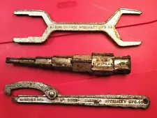 Lot of 3 Vtg Plumbing Tools Chicago Specialty Co. Spud, Lock Nut, Drain Wrench's