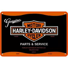 Vintage Harley Davidson Metal Sign Genuine Parts & Service Logo Tin Sign 12x8"