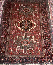 Antique Heriz Karajeh hand-woven wool carpet Oriental carpet 5' 2" X 4' 6"