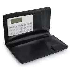 SUPPORT PLUS Checkbook Wallet with Pen Holder, Calculator, Elastic Band, Black