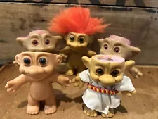 Lot of 5 Vintage Troll Dolls For Crafts Succulent Planters