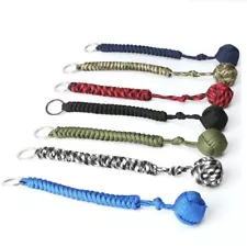 Outdoor Hiking Strength Paracord Monkey Fist Keychain With Steel Ball Black