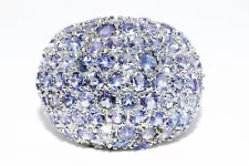 $900 .925 STERLING SILVER 8.00CT NATURAL TANZANITE CLUSTER RING SIZE 7.25