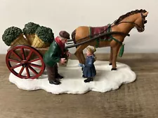 2005 LEMAX Village Table Accents "HOLLY FOR SALE" Horse Cart Wagon