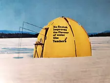 Ice Fishing Hut Teachers Blended Scotch Whisky Vintage 1967 Ad Magazine Print