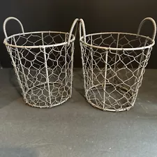 Two Chicken Wire Baskets With Handles 6”