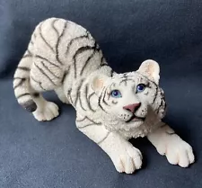 Playful White Tiger Cub Statue Figure