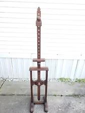 19th c Antique French Fruitwood Adjustable Artist's Easel W/ Carved Feet 84"